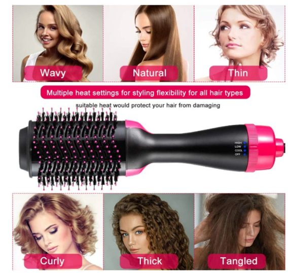3-in-1 Ionic Hot Air Brush – Hair Dryer, Volumizer & Styling Tool