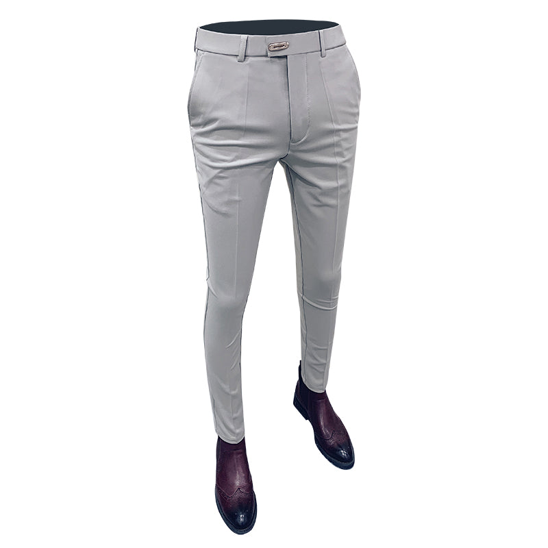 Men’s Solid Color Business Casual Suit Pants – Fall Dress Trousers