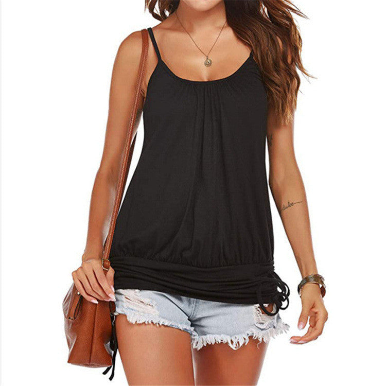 Women’s Adjustable String Tank Top – Casual Sleeveless Summer Top