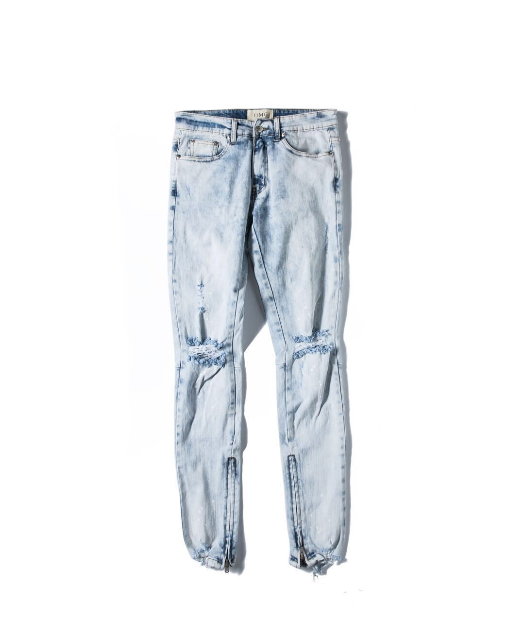 Straight-Leg Vintage Washed Zipper Jeans – Non-Stretch Long Denim Pants, Sizes 30–36