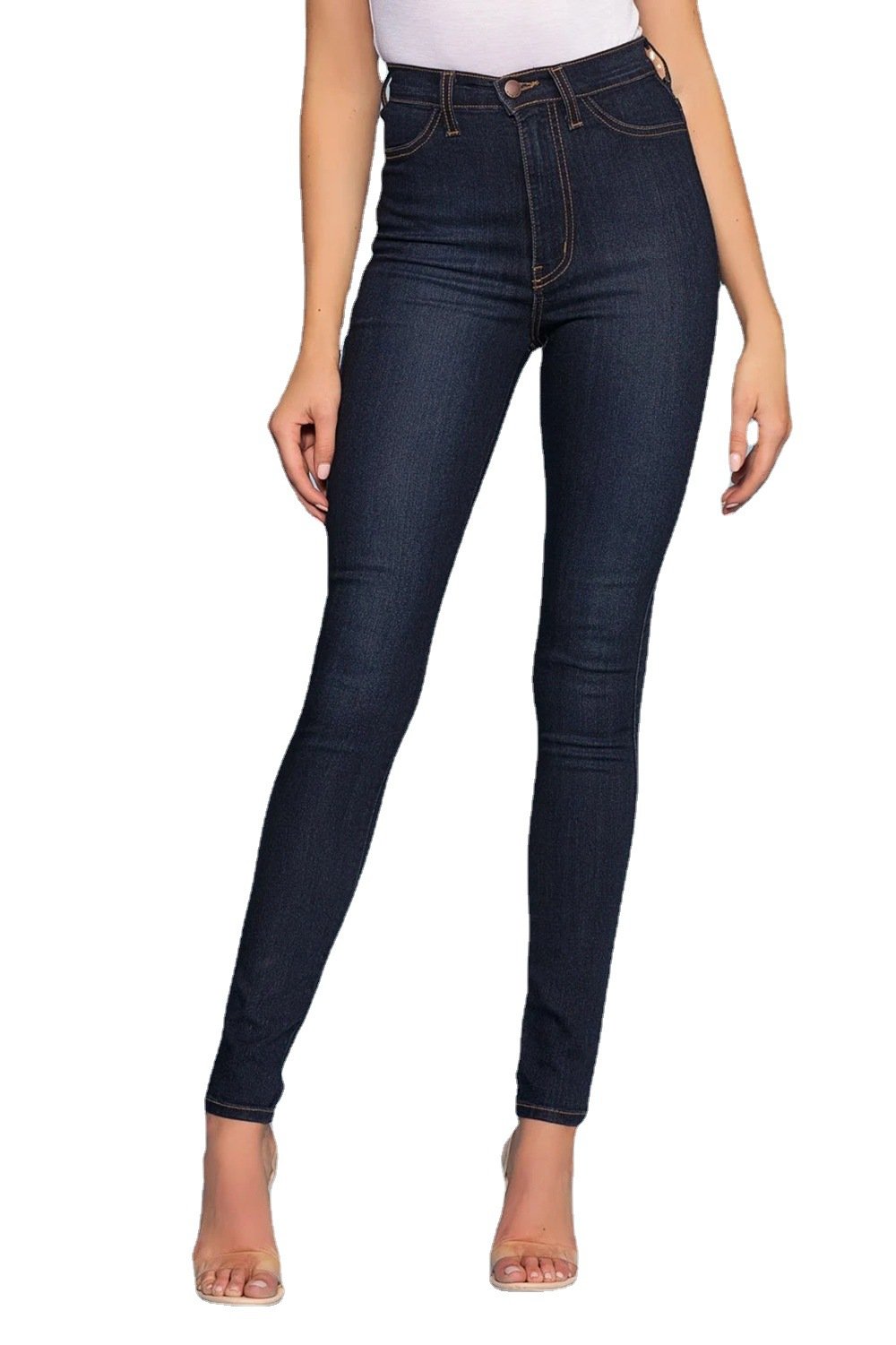 Women’s High-Stretch Slim Fashion Jeans – Cotton-Blend Pencil-Fit Denim in Dark & Light Blue, S–2XL