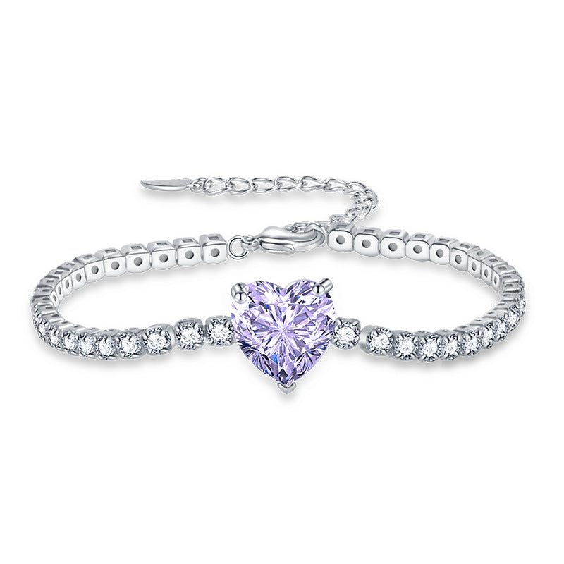 Women’s Vintage Heart Zircon Bracelet – Colorful Diamond-Style Fashion Jewelry