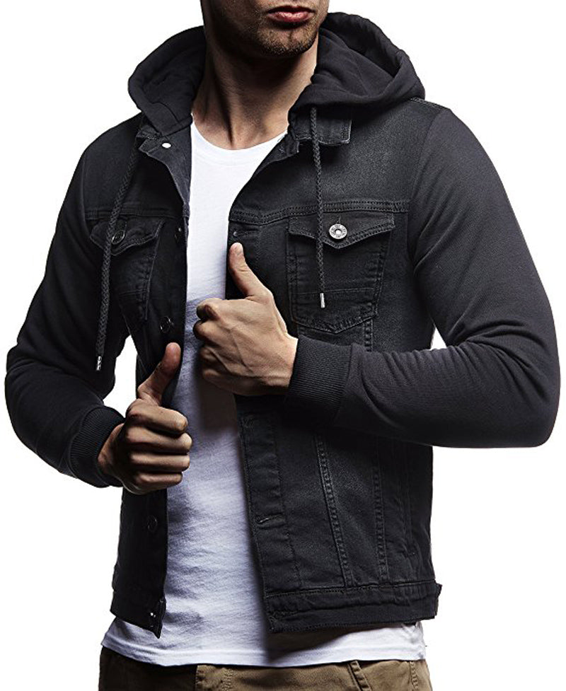 Men’s Casual Knitted Hooded Denim Jacket – USA