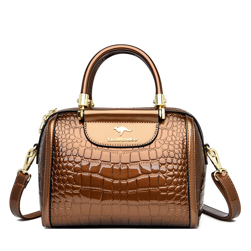 Women's Shiny Patent Leather Crossbody Shoulder Bag – Spacious PU Handbag
