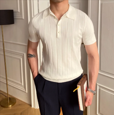 Men’s 100% Lyocell Slim-Fit Polo Shirt – Breathable Lightweight Short Sleeve Polo