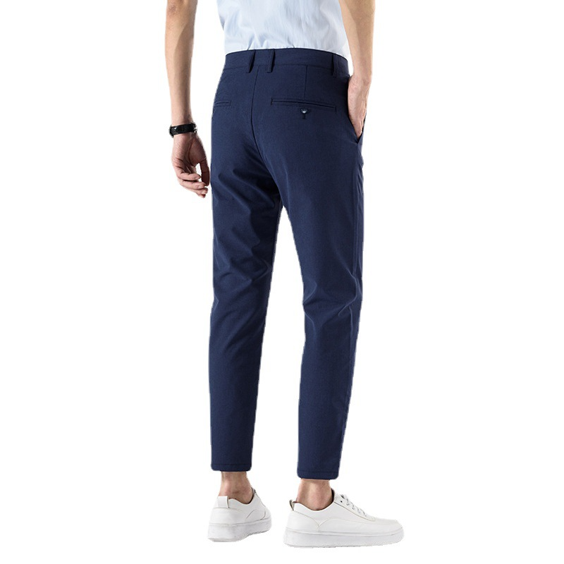 Men’s Slim Fit Cropped Suit Pants – Business Casual Ankle Trousers