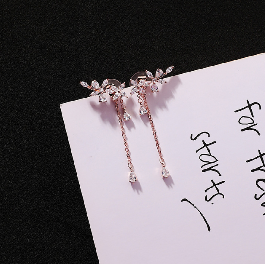 Flower Stud & Dangle Earrings Set – Elegant Floral Jewelry for Women
