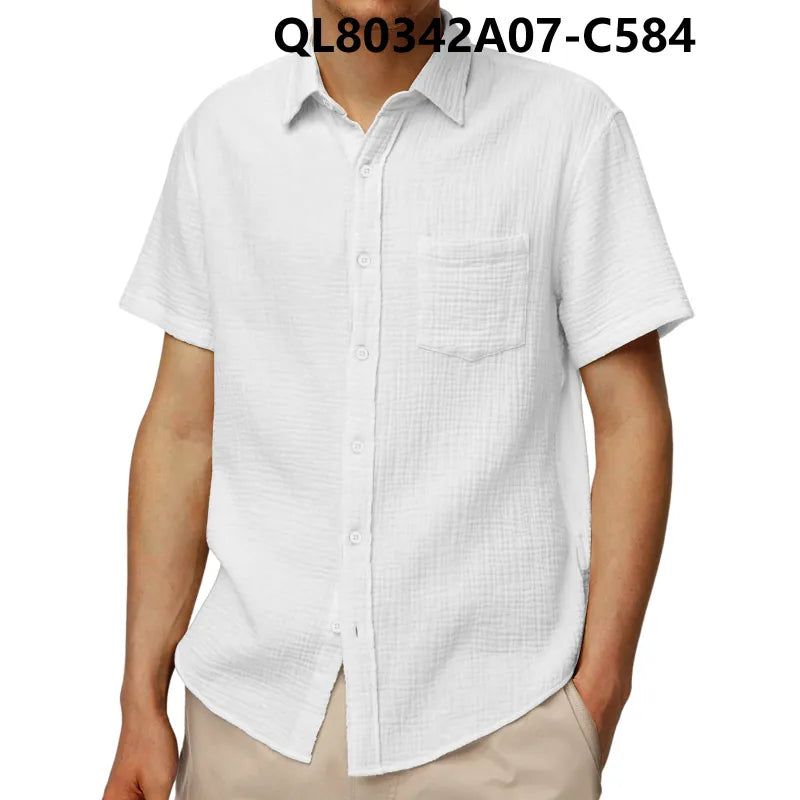 Men’s Short Sleeve Loose Lapel Shirt – Breathable 4-Way Stretch Casual Shirt, S–5XL