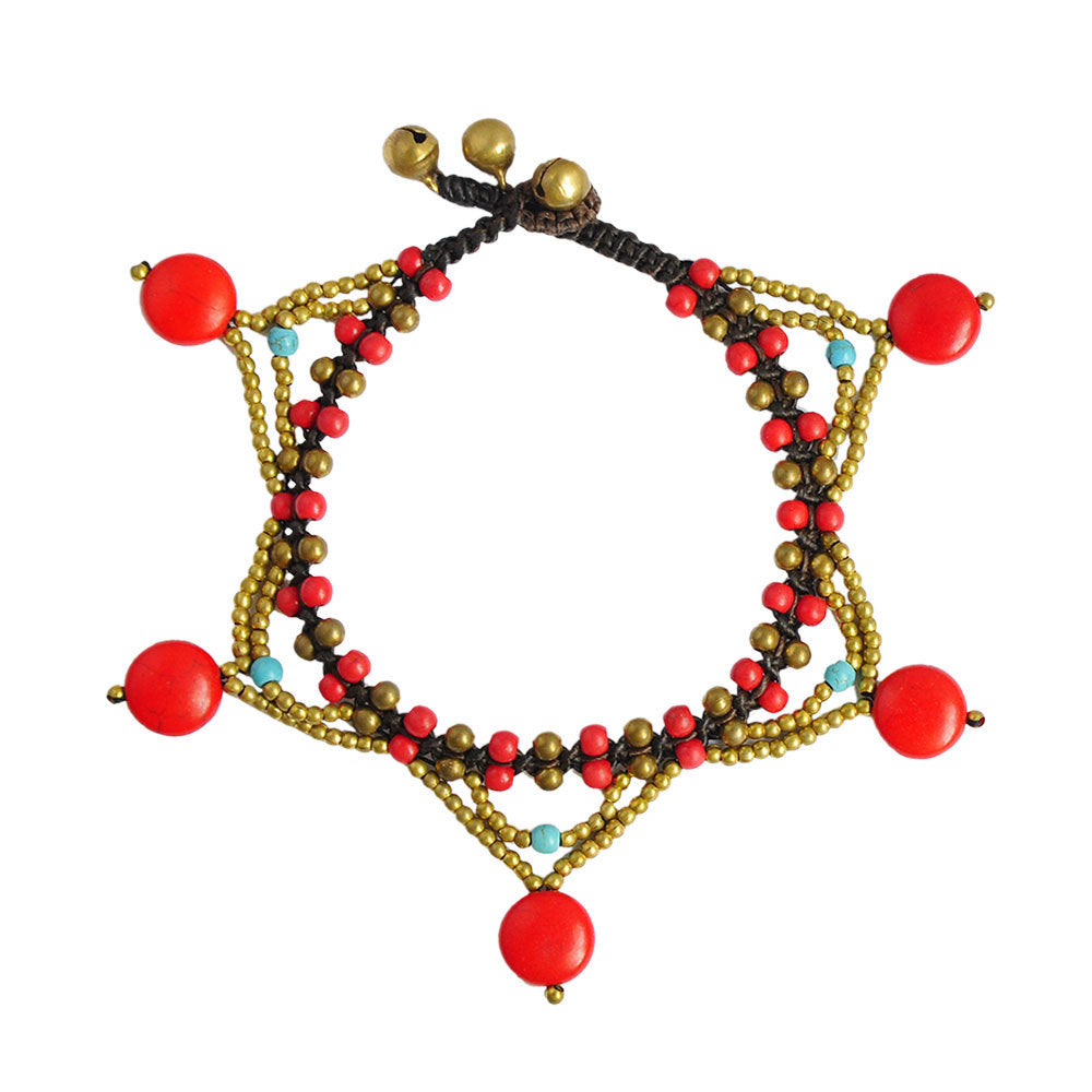 Five-Star Multicolor Turquoise Bell Anklet