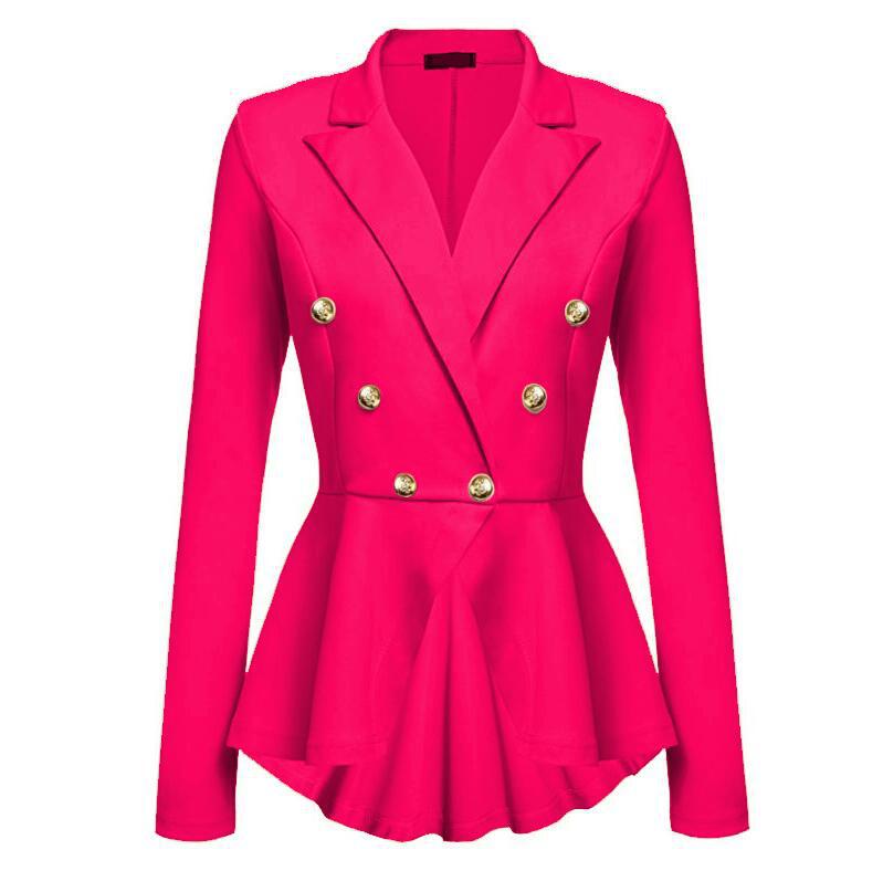 Women’s Double-Breasted Cotton Blazer – Slim-Fit Metal Button Long-Sleeve Jacket, S–XXL