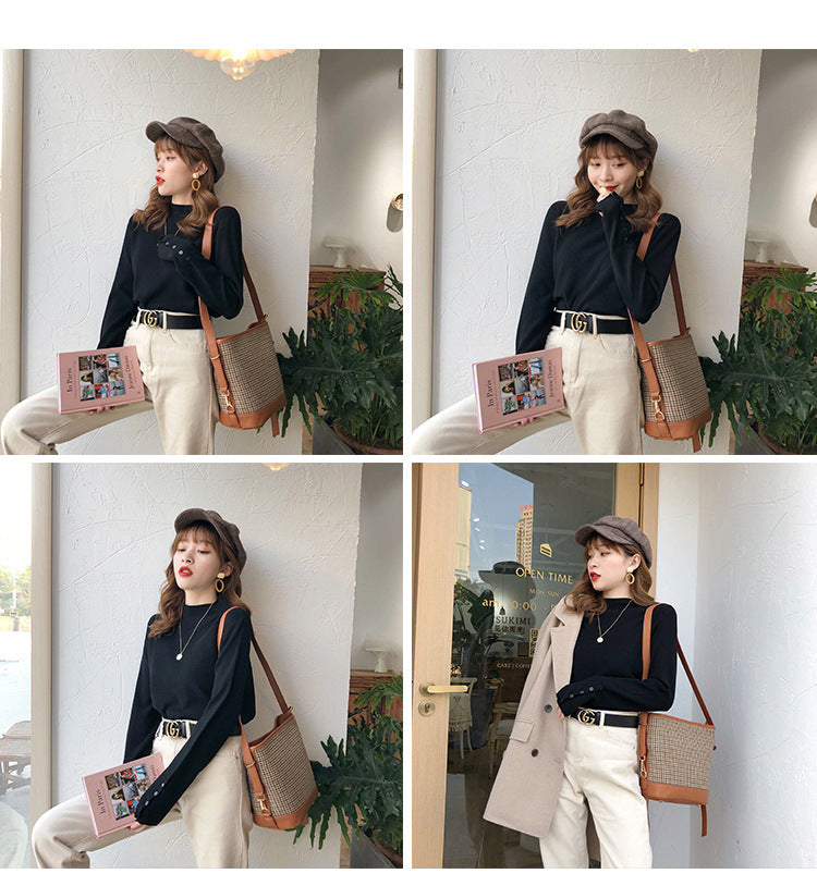 Women’s Fall Half-Turtleneck Knit Sweater – Loose Long Sleeve Casual Pullover