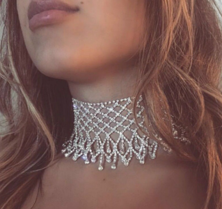 Rhinestone Tassel Necklace