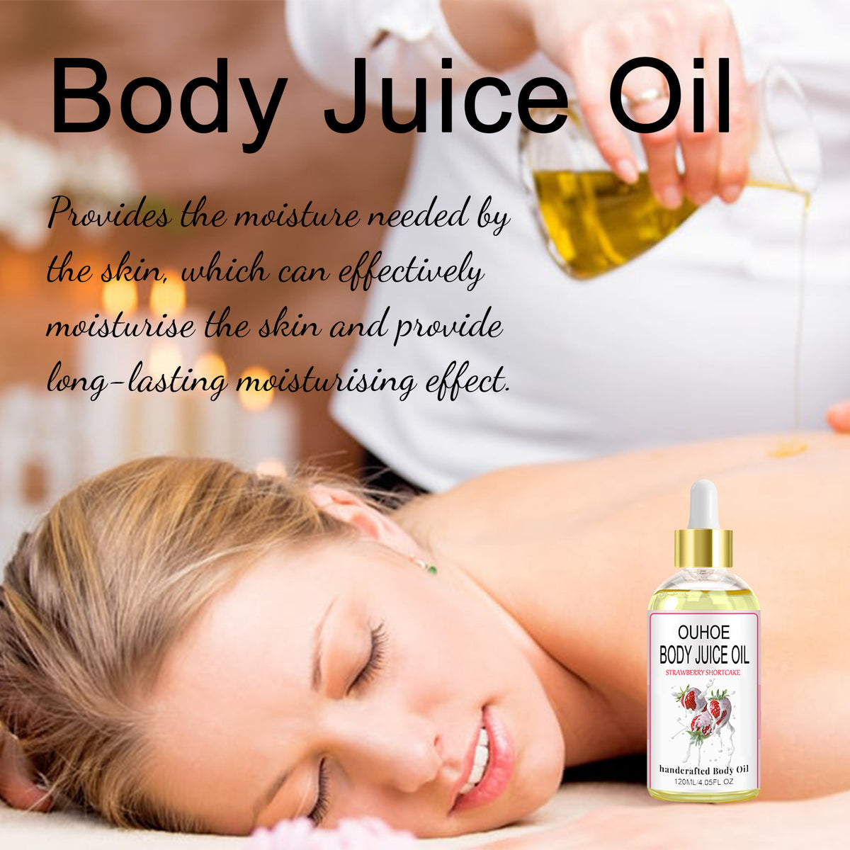 OUHOE Strawberry Nourishing Body Oil 120ml – Hydrating Oil for Dry Skin