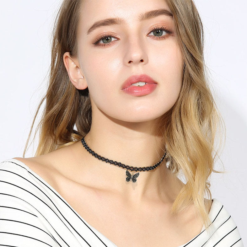 Trendy Butterfly Pendant Choker Necklace for Women