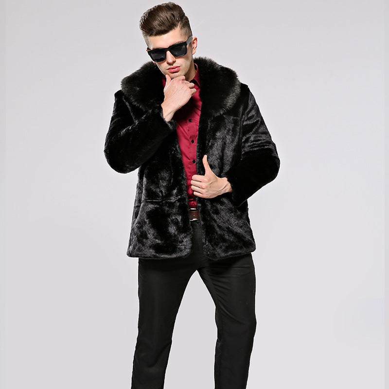 Men’s Faux Fur Winter Coat – Plush Warm Casual Jacket for Cold Weather