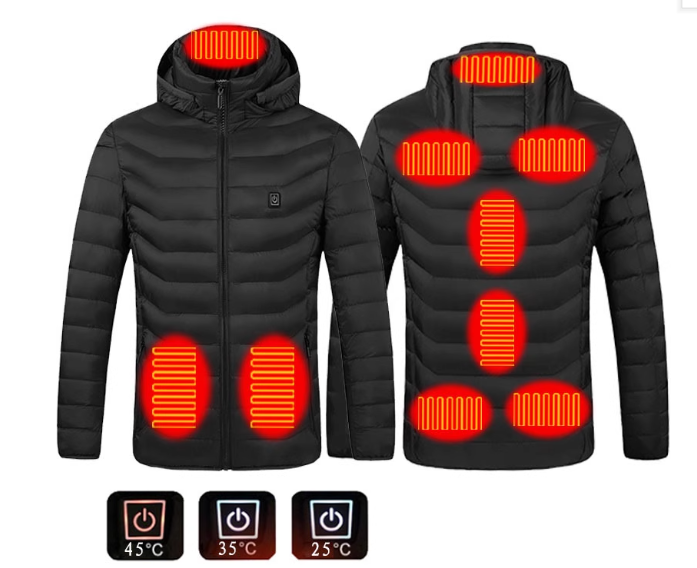 Heat Core Men’s USB Heated Winter Jacket – 3-Level Carbon Fiber Heating Jacket, 3 Colors, S–6XL