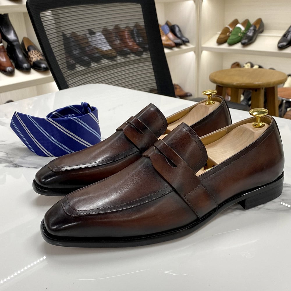 Men’s Italian Leather Business Dress Loafers – Classic Formal Shoes
