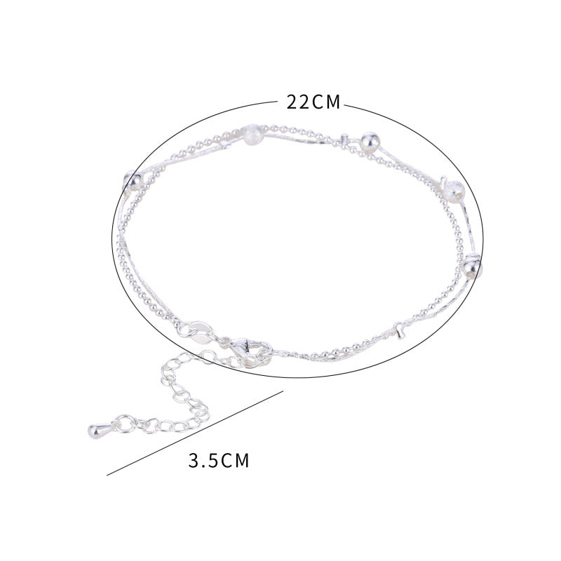 Silver Star Beads Double-Deck Anklet for Women