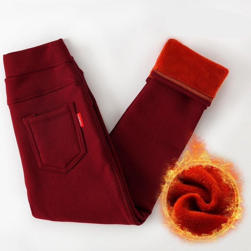 Girls’ Winter Fleece-Lined Leggings – High-Waist Warm Korean-Style Kids Leggings, 7 Colors, 100–150cm