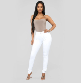 Women’s High-Rise Skinny Fit Stacked Jeans – Solid Color Pencil Denim, S–XXL