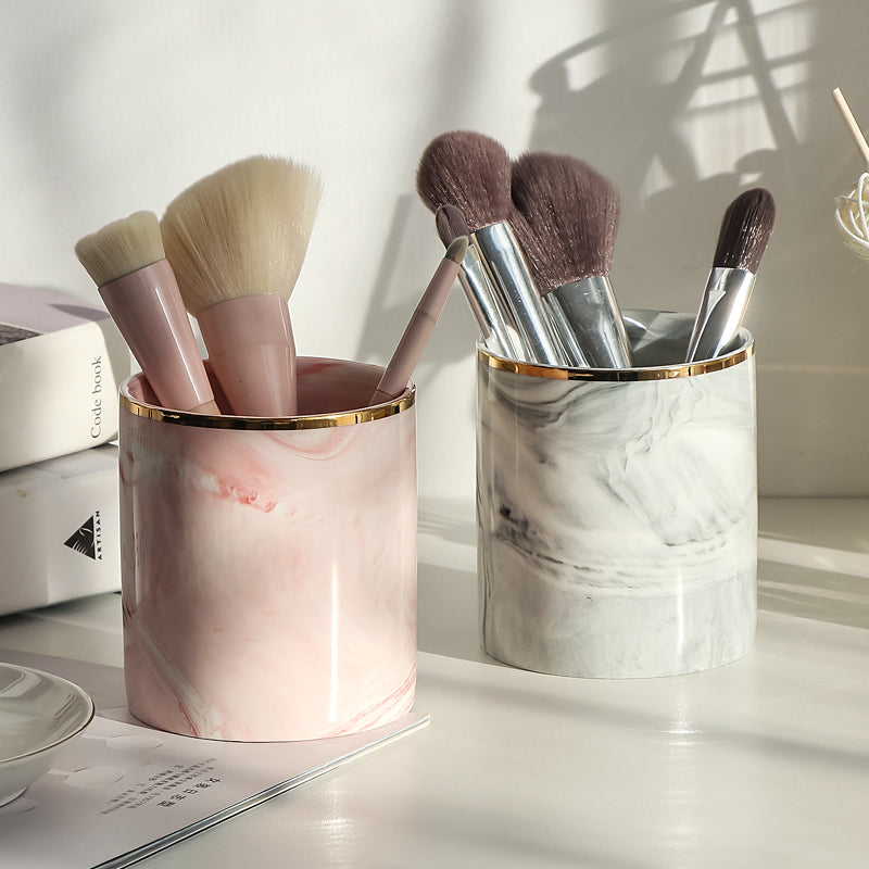 Marble Makeup Brush and Eyebrow Pencil Storage Holder