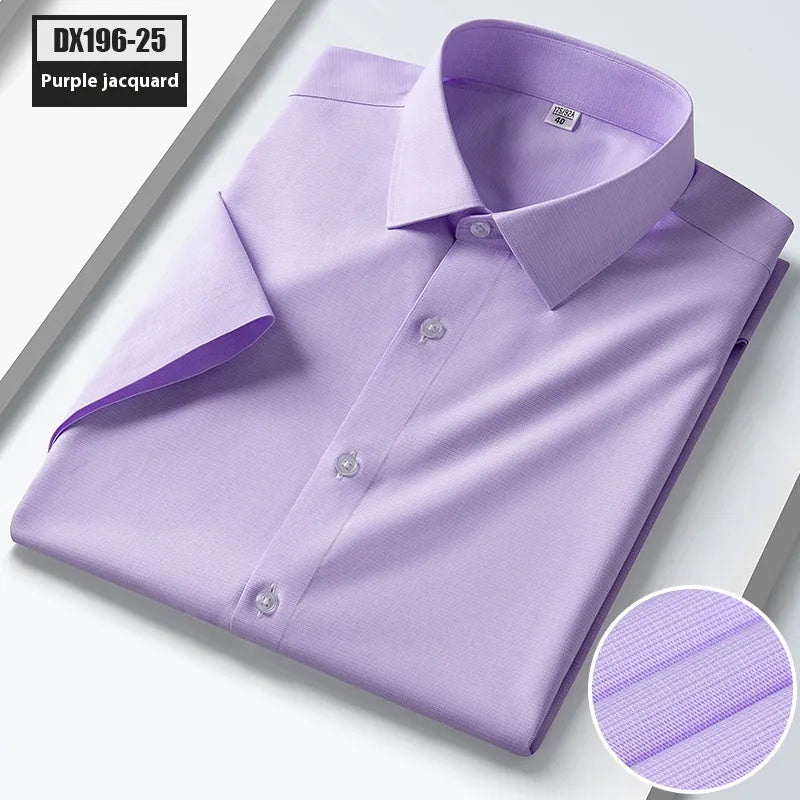 Men’s Silk Striped Short Sleeve Shirt – Lightweight Summer Casual Shirt