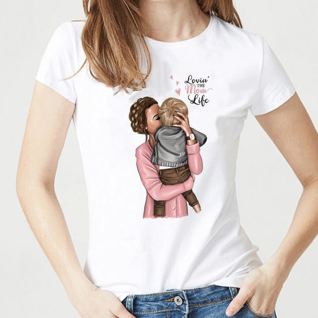 Fashionable Printed White Cotton T-Shirt for Women