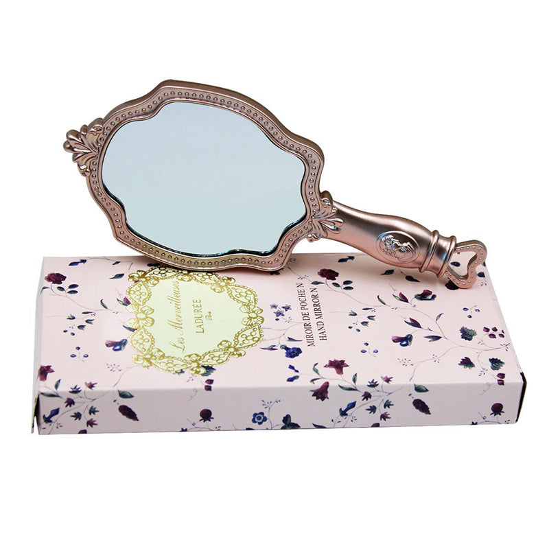 European Retro Cosmetic Mirror – Palace-Inspired Hand Mirror with Handle