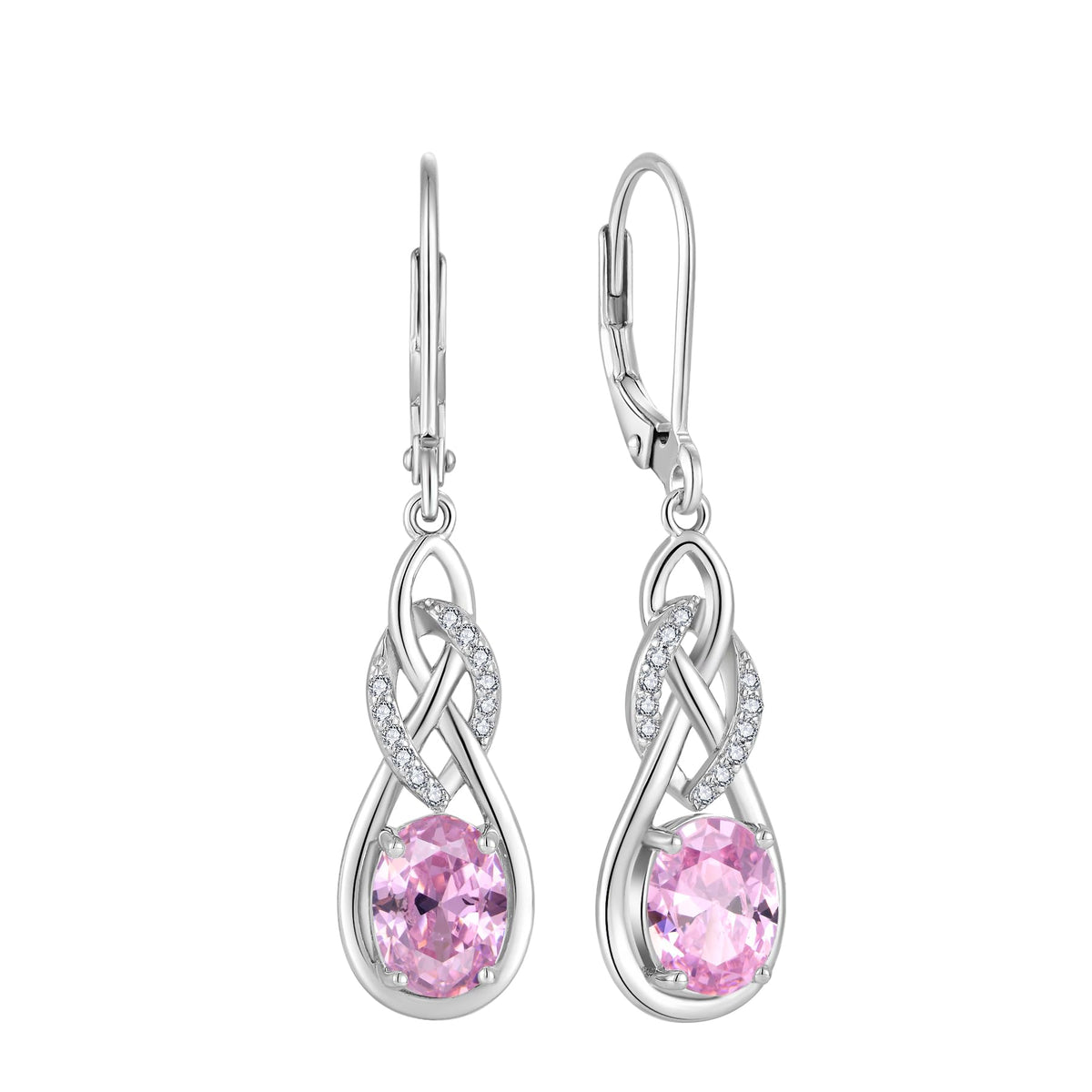Blaniy Pink Tourmaline Drop Earrings – 925 Sterling Silver October Birthstone