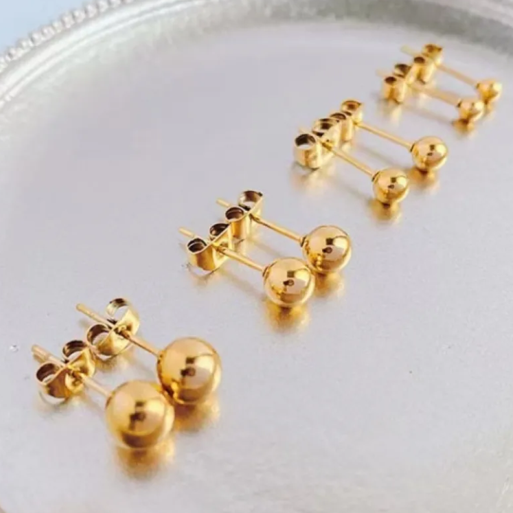 Ball Stud Earrings for Women – Minimalist Round Fashion Jewelry