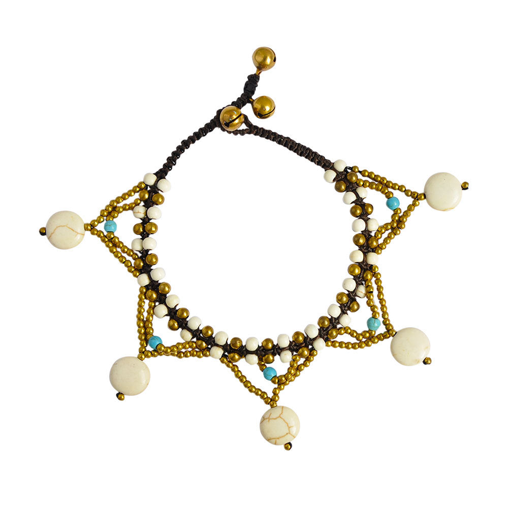 Five-Star Multicolor Turquoise Bell Anklet