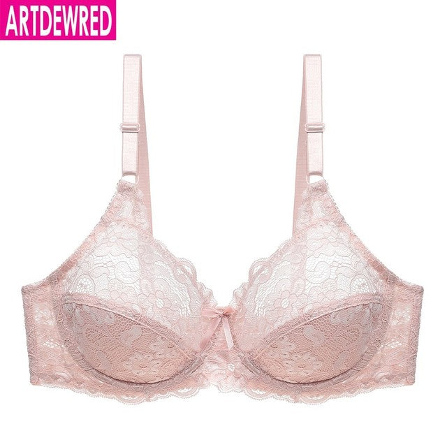 Women’s Lace Gathered C-Cup Bra – Thin Breathable Supportive Lingerie