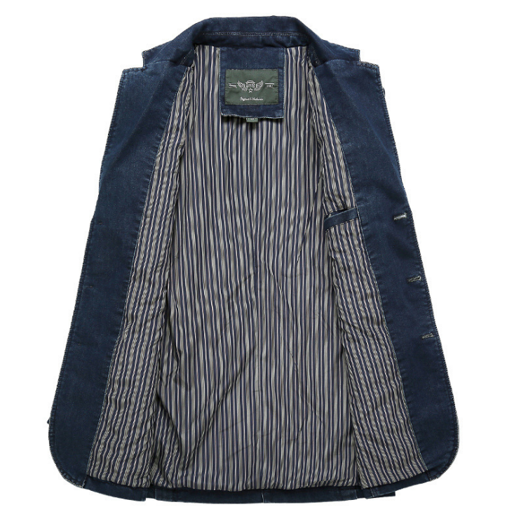 Men’s Cotton Denim Blazer Jacket – Loose Fit Casual Denim Suit Jacket, M–4XL