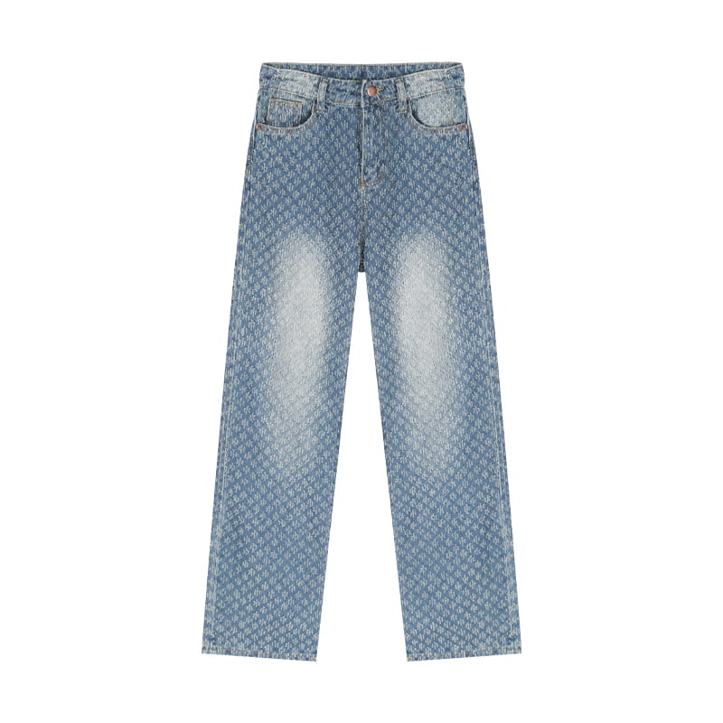 Women’s High-Waist Wide-Leg Jeans – Cotton Washed Nostalgic Blue Korean-Style Denim, S–3XL