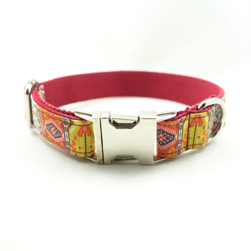Bohemian Dog Collar – Adjustable Chinese-Style Polyester Pet Collar