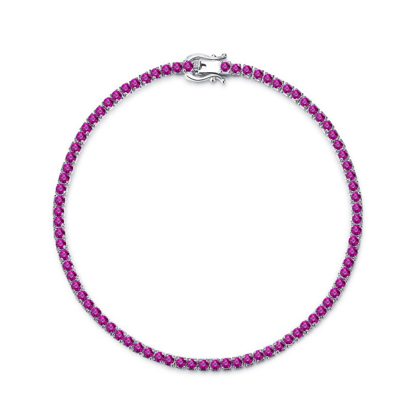Women’s Sterling Silver Diamond Bracelet – Elegant 2mm & 3mm Crystal Jewelry