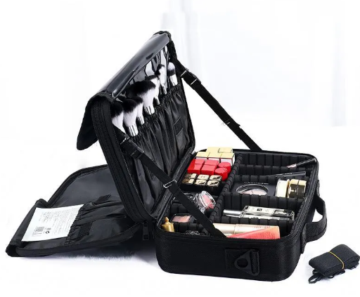 Women's Beauty Storage Bag – Multi-Layer Leather Cosmetic Organizer