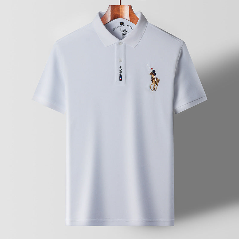Men’s Summer Embroidered Polo Shirt – Lightweight Breathable Short Sleeve Business Casual Polo, M–3XL