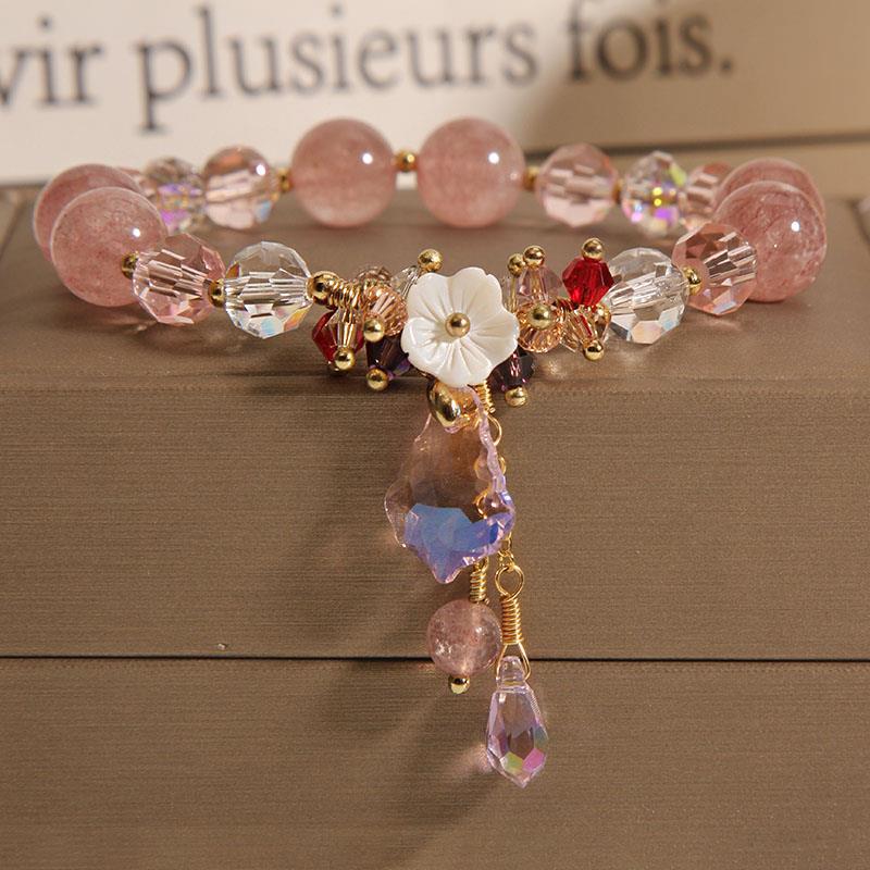 Women’s Natural Aquamarine Crystal Bracelet – Water Drop Floral Jewelry