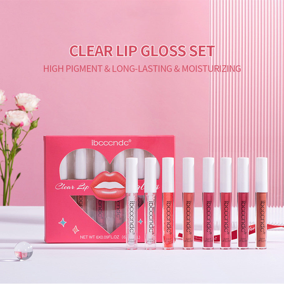 Transparent Lip Gloss Set with Liquid Lipstick