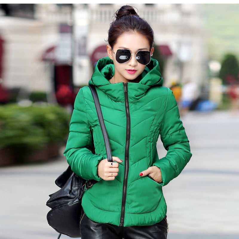 Women’s Short Cotton Jacket – Korean Style Warm Lightweight Winter Coat, 5 Colors, L–3XL