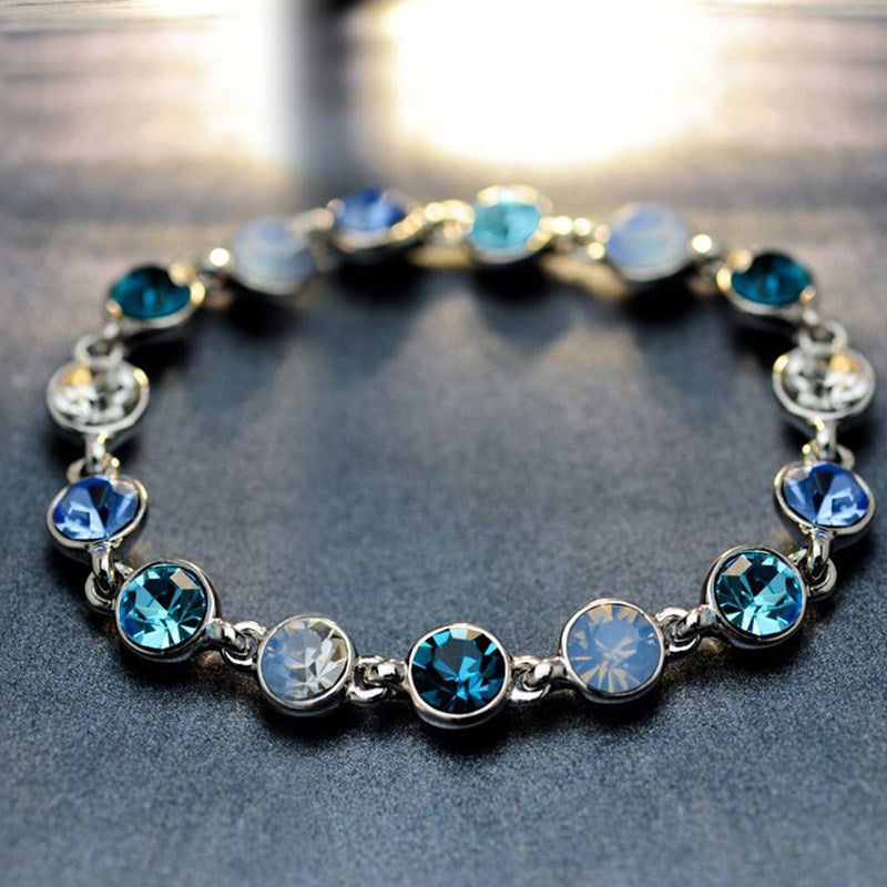 Women’s Crystal Fashion Bracelet – Gold & Platinum Colorful Statement Jewelry