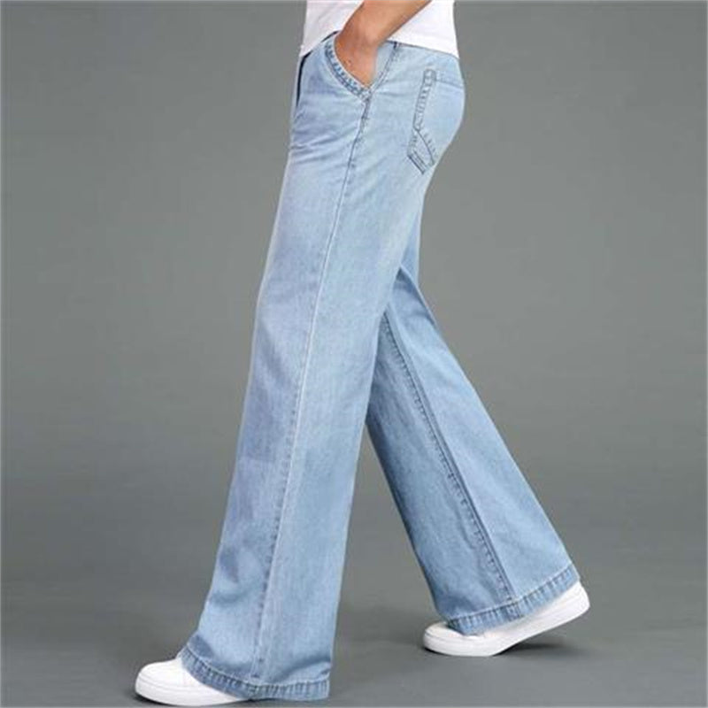 Men’s Loose Straight-Leg Wide-Leg Jeans – Relaxed Flared Casual Denim Pants, Sizes 26–40