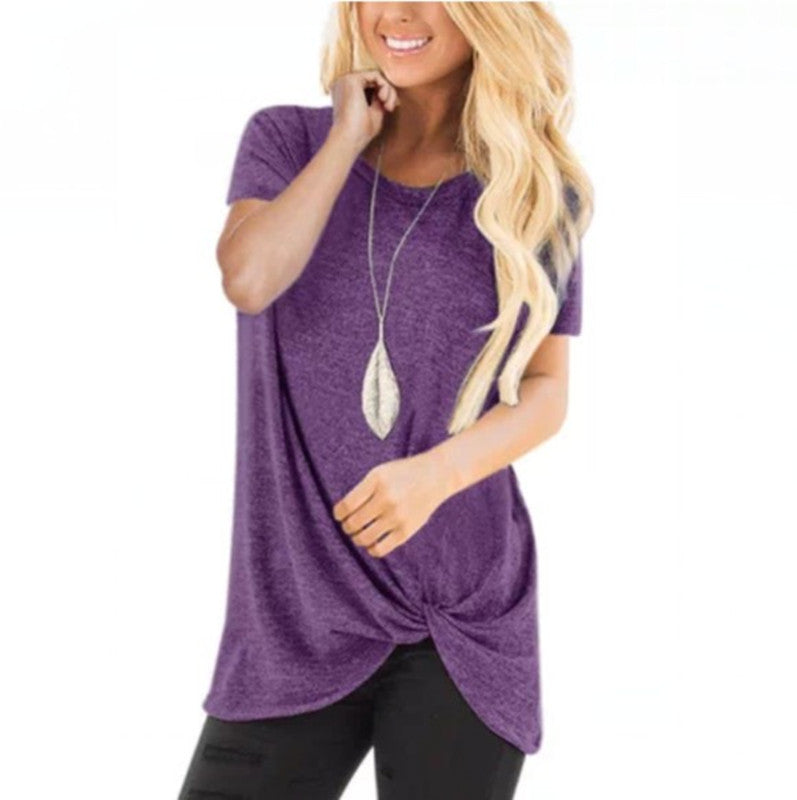 Knotted Short Sleeve T-Shirt for Women