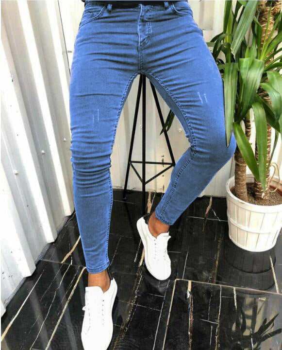 Men’s Simple Stretch Skinny Jeans – Cotton Slim-Fit Casual Denim Pants, S–XL