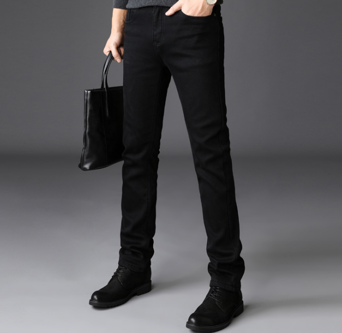 Men’s Slim-Fit Black Jeans – Straight-Cut Casual Denim Pants, Sizes 28–40