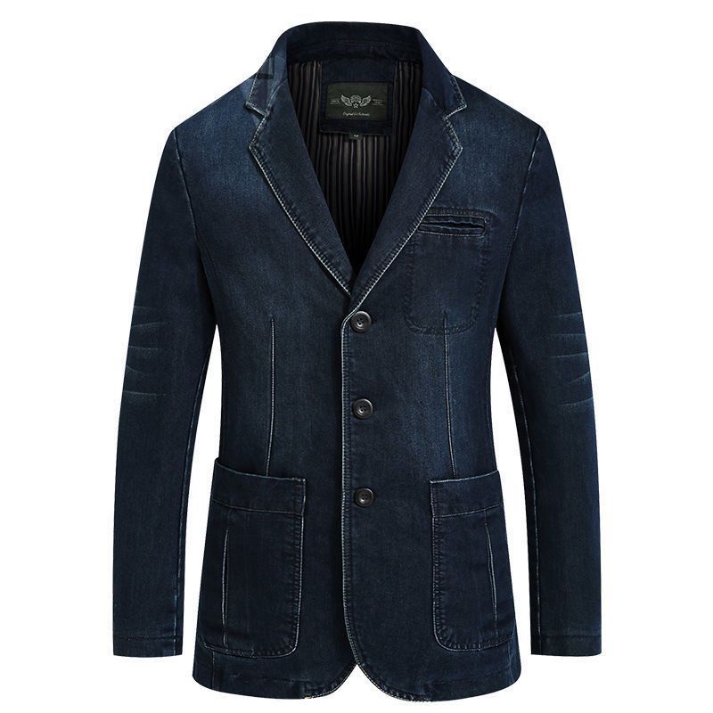 Men’s Cotton Denim Blazer – Tailored Plus Size Casual Jacket, M–4XL