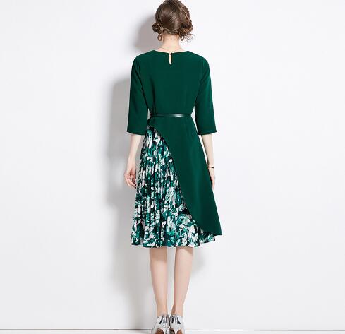 Women’s Floral Chiffon A-Line Dress – Long Sleeve Slim-Fit Elegant Dress