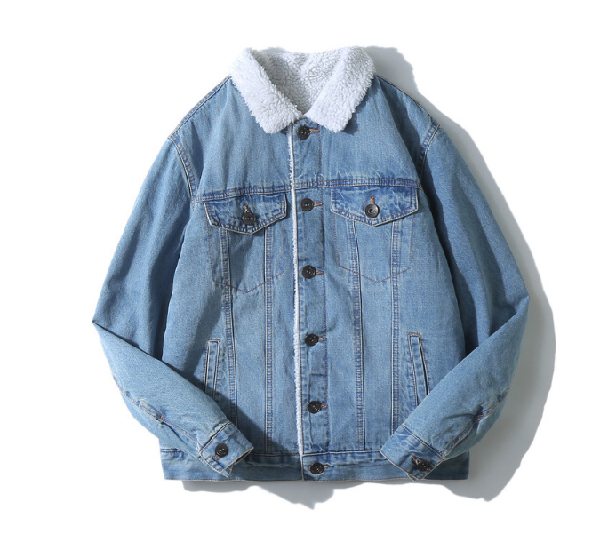 Men’s Thick Denim Jacket – Warm Cotton Coat – USA