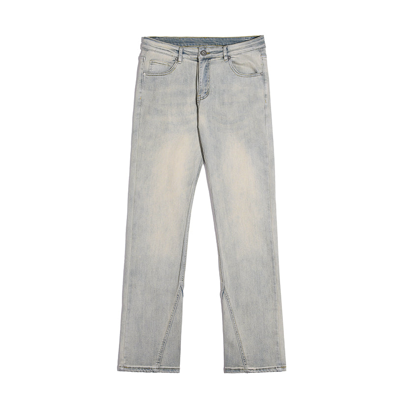 Men’s Yellow Washed Distressed Pants – High Street Casual Trousers